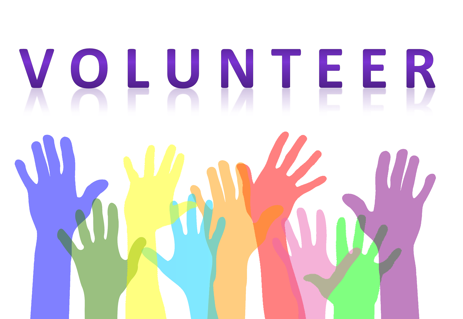 volunteer graphic with hands in air